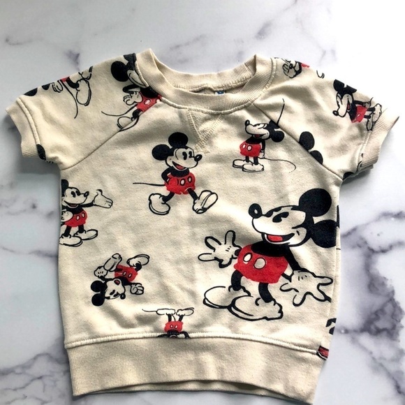 Junk Food X Disney Classic Mickey Mouse Ivory Tee Sweatshirt Unisex Girls 3T - Picture 1 of 7